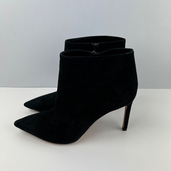 Vince Black Suede Heeled Booties Womens Size 9 - Picture 4 of 7